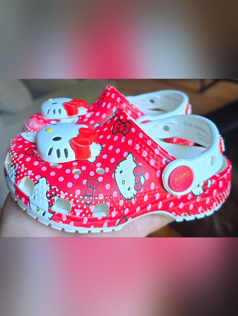 Toddler Girl's Sz 6C CROCS CLASSIC HELLO KITTY 'Red' Clogs